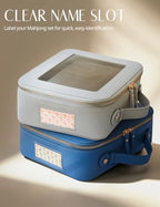 Clear Large Makeup Bag Mahjong Tile Bag Zipper & Handle Light Blue (Light Blue / Large Luxe)