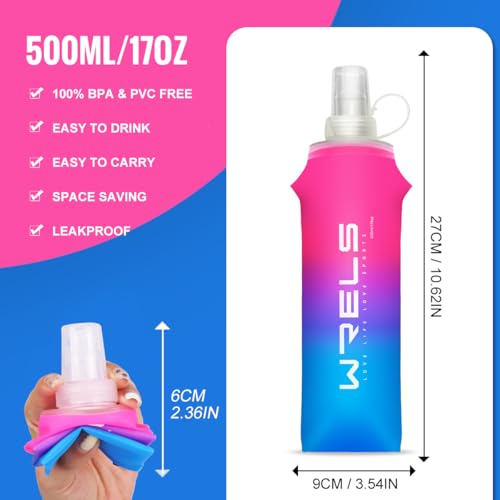 TPU Soft Flask Lightweight Portable Reusable Water Bottle (Pinkish-purple-500ML*2)