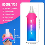 TPU Soft Flask Lightweight Portable Reusable Water Bottle (Pinkish-purple-500ML*2)
