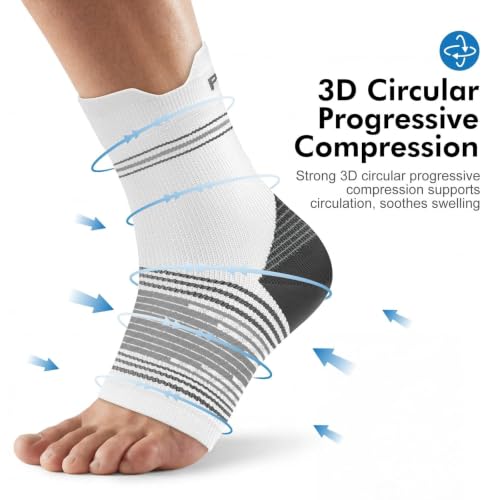 6 Pairs Compression Socks with Arch Support for Plantar Fasciitis (White(6 Pairs) / Large(6 Pair))