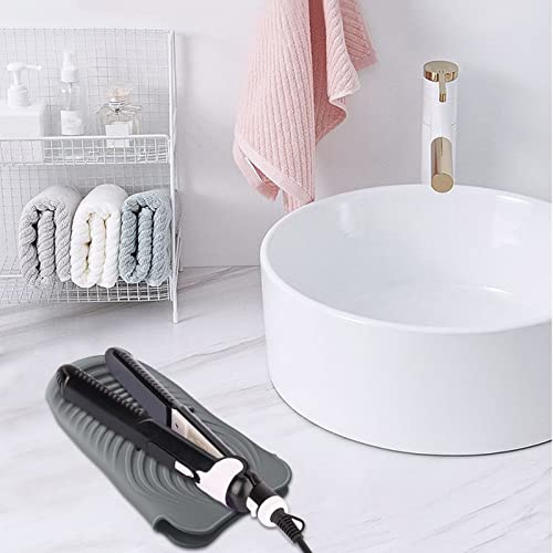 Heat Insulating Silicone Mat Pouch for Hair Styling Tools (Dark Gray)