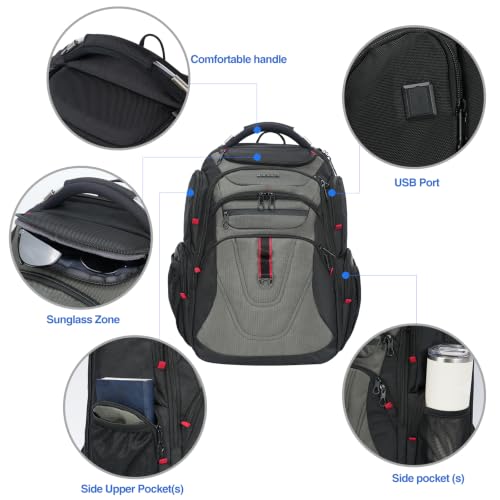 Travel Laptop Backpack 17.3 Inch XL Computer Backpack for Men (Black/Army Green / 17.3 inch)