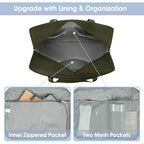 Carry on luaggage 22x14x9 Airlines Approved Foldable Carry on Bag Travel Duffel Packable Duffle Overnight for Women and Men 40L (Z-Army Green / 40L)