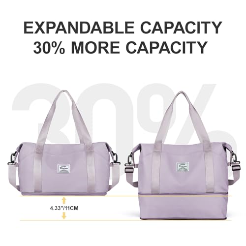 Large Duffle Bag For Travel Women Men TSA Approved Personal Item Work Bag (A19-purple-expandable / Large)