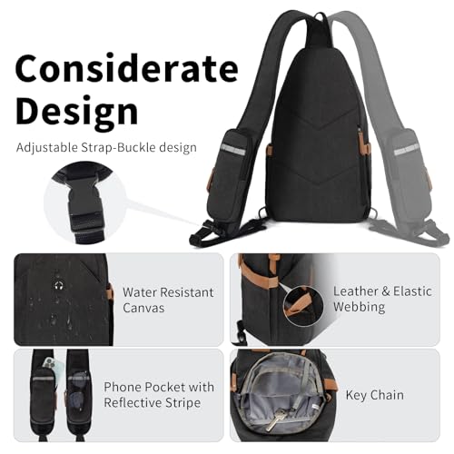 Sling Bag for Men (Black / Large)