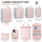10 Pack Compression Packing Cubes for Travel Essentials (Pink)