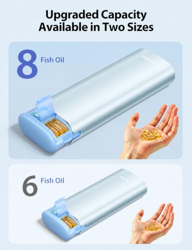 Large Metal AM PM Pill Organizer 7 Day (Blue / Large - 26% More Capacity)