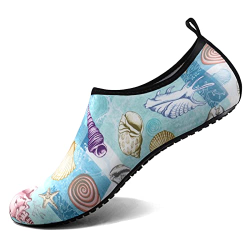 Water Shoes for Women Men Quick (10-11 Women/9-10 Men / Shells in the Ocean)