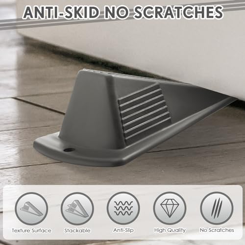 4 Pcs Jumbo Door Stoppers Heavy Duty Rubber Doorstop (Gray)