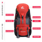 50L Hiking Backpack (50L / Red - No Shoe Compartment)