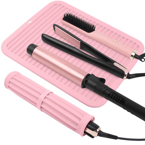 Silicone Heat Resistant Mat for Hair Tools (Pink / Oversize)