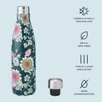 Stainless Steel Water Bottle (Midnight Botanical / 17 Ounces)