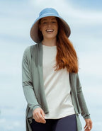 Women's Holiday Sun Hat UPF 50+ (Small-Medium / Blue/Beige)