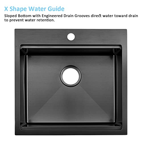 21x20 Drop In Kitchen Sink Black Bar Sink 16 Gauge (21"L x 20"W x 10"D / Black)