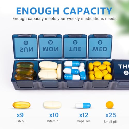 2 Pack Weekly Large Pill Organizer (Blue-grey)