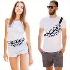 Large Cow Print Crossbody Bags for Women Cute Fanny Pack Belt Bag (Cow Print White / Large)