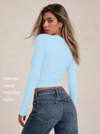 Womens Long Sleeve Shirts Basic Compression Tops Baby Blue S (Small / Baby Blue)