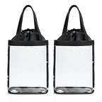 Clear Makeup Bags (Medium / 8-Black with Drawstring)