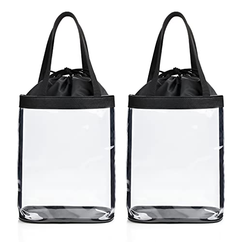 Clear Makeup Bags (Medium / 8-Black with Drawstring)