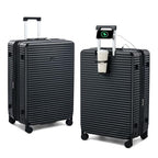 28 Inch Checked Luggage Hard Shell Big Suitcases with Wheels (Black / Expandable 28 Inch)
