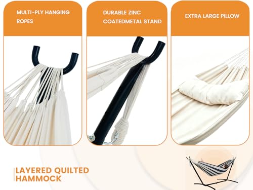 Lazy Daze Portable Hammock with Stand (Black Frame- Beige)