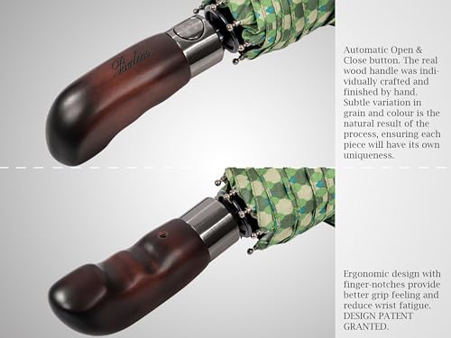 Folding Umbrella Real Wood Handle Kimono Olive Night (Kimono Olive Night)