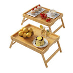 Bamboo Bed Tray Tables with Folding Legs (Bamboo-2 Pack / Medium)