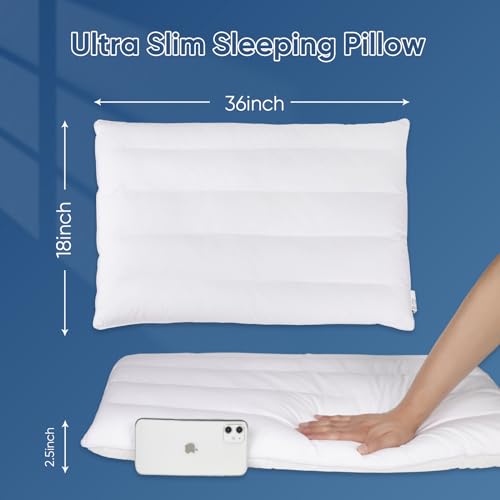 Ultra Flat Pillows for Sleeping Thin (White / 1Pc-King Size)