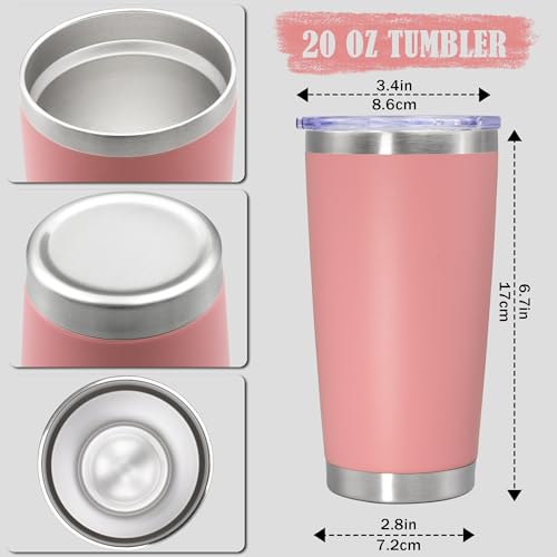 20oz Tumbler Insulated Coffee Tumblers with Lid Stainless Steel Pink 4P (Pink)