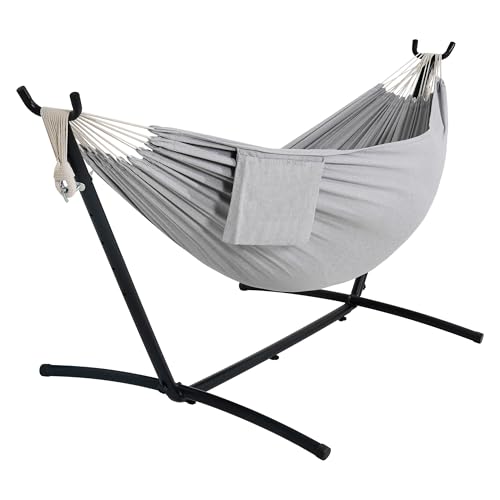 Lazy Daze Portable Hammock with Stand (Black Frame- Light Gray)