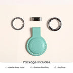 Genuine Leather Keychain Holder Compatible with Airtag ([1 Pack] Cyan V2.0)