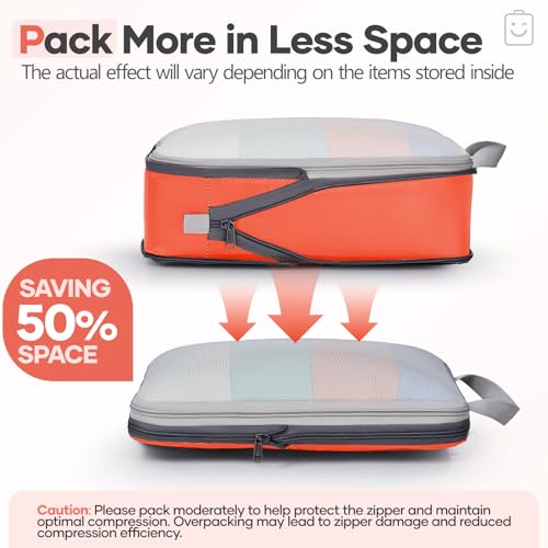 9 11 Set Compression Packing Cubes for Travel Essentials (Orange / 9 set)
