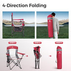 Heavy Duty 400lbs Mesh Back Camping Chairs with Lumbar Support (Red / 2PC)