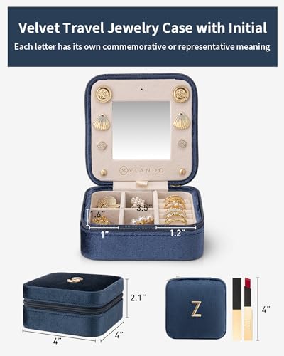 Teacher Appreciation Jewelry Travel Case for Women (Dark Blue / Letter Z)