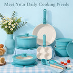 21PCS Pots and Pans Set Nonstick Cookware Set with Detachable Handle (Light Blue Gradient / 21PCS-Big Size)