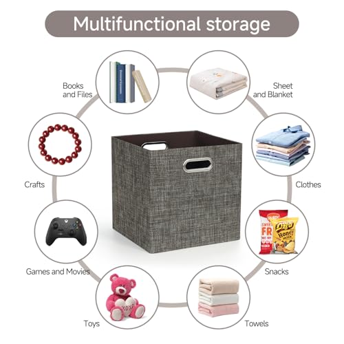 Storage Basket Bins (13×13×13/4pcs / Brown)