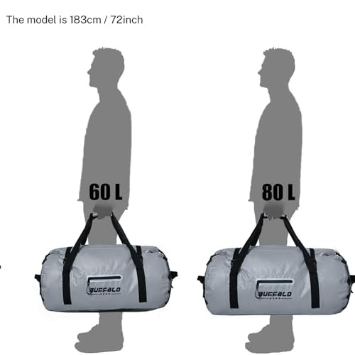 Drybag 60L Waterproof Dry Bag Heavy Duty Duffle Bag Travel Duffel Bag for Kayaking (Grey / 60L)