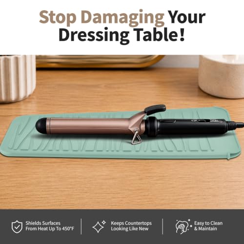 Silicone Heat Resistant Travel Mat Pouch for Hair Straighteners (1 Pack / Iceberg Green)