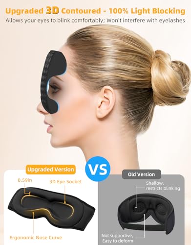 3D Contoured Sleep Mask with Bluetooth Headphones (Gray)
