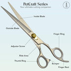 Professional Hair Cutting And Thinning Pet Grooming Scissors (Silver / PetCraft Series)