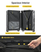 Zipperless Carry On Luggage Airline Approved Hard Suitcase 20" Grey (Grey / Carry-On 20 Inch (With 6PC Organizers))