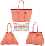 Neoprene Multipurpose Beach Bag Tote with Inner Zipper Pocket (Coral / Large)