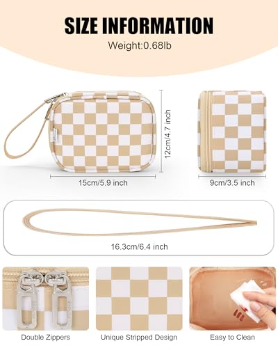 Mini Makeup Bag with LED Mirror (Plaid / Mini)