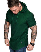 Mens Fashion Hoodies Sport Pullover Solid Color Shirt Workout Lightweight Tops Dark Green Large (Large / Dark Green1)