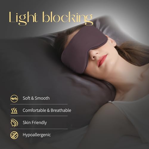Adjustable 100% 22 Momme Mulberry Silk Sleep Mask (Plum Wine / 1 Count (Pack of 1))