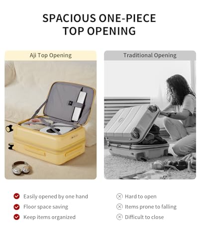 Expandable Top Opening Carry On Luggage Airline Approved (Cheese Yellow / Carry-On 20-Inch)