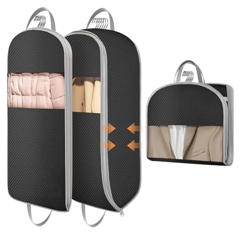 Garment Bags for Hanging Clothes 10" Gusseted (Black / 43" x 10"2 Pack)