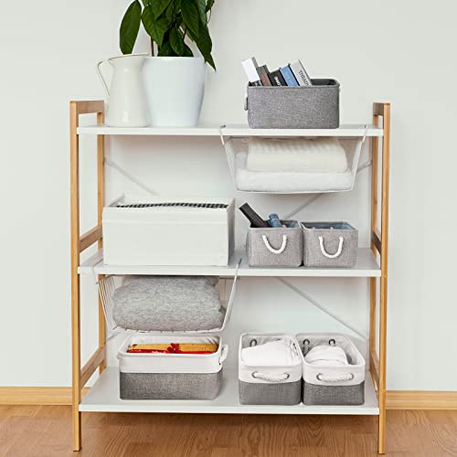 Storage Bins 3PCS Fabric Storage Baskets for Organizing Shelves (Grey / 3PCS/Large - 15.7Lx11.8Wx8.3H)