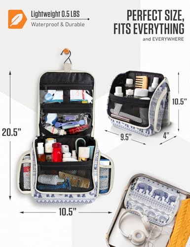 Hanging Travel Toiletry Bag (Blue Elephant)