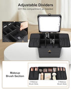 Makeup Bag with LED Mirror (black 2 layer / large)